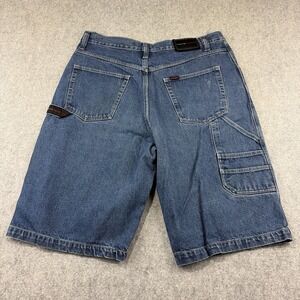 Vintage Fubu Collection Carpenter Jean Shorts Jorts 38 Blue Baggy Skater Y2K